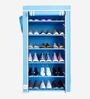 Alpine Fabric Open Shoe Rack in Blue Finish
