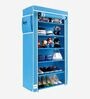 Alpine Fabric Open Shoe Rack in Blue Finish
