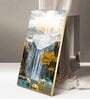 Alpine Gold Reindeer Waterfall Glass Finish Vertical Wall Art
