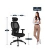 Alpine Breathable Mesh Ergonomic Chair in Black Colour with Headrest