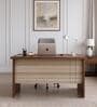 Alston Workstation In Balliness Pine & Cloud Ash Finish With File Cabinets And Pedestals
