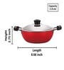 Aluminium 2.2 liter Nonstick Deep Fry Kadhai with Stainless Steel Lid