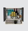 Aluminium Black Profile 2 Brown Tinted Glass handless shutter with Space Organizer in Highland Pine Finish