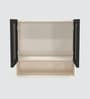 Aluminium Black Profile 2 Brown Tinted Glass handless shutter with Space Organizer in Highland Pine Finish