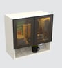 Aluminium Black Profile 2 Brown Tinted Glass handless shutter with Space Organizer in Highland Pine Finish
