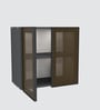 Aluminium Black Profile 2 Brown Tinted Glass handless shutters Wall Cabinet in Slate Grey Finish