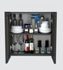 Aluminium Black Profile 2 Brown Tinted Glass handless shutters Wall Cabinet in Slate Grey Finish