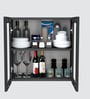 Aluminium Black Profile 2 Fluted Glass handless shutters Wall Cabinet in Slate Grey Finish