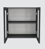 Aluminium Black Profile 2 Fluted Glass handless shutters Wall Cabinet in Slate Grey Finish