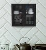 Aluminium Black Profile 2 Fluted Glass handless shutters Wall Cabinet in Slate Grey Finish