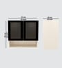 Aluminium Black Profile 2 Grey Tinted Glass handless shutter with Space Organizer in Highland Pine Finish