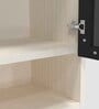Aluminium Black Profile 2 Grey Tinted Glass handless shutter with Space Organizer in Highland Pine Finish