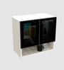 Aluminium Black Profile 2 Grey Tinted Glass handless shutter with Space Organizer in Highland Pine Finish