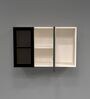 Aluminium Black Profile 2 Grey Tinted Glass handless shutters Wall Cabinet in Highland Pine Finish