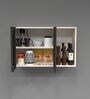 Aluminium Black Profile 2 Grey Tinted Glass handless shutters Wall Cabinet in Highland Pine Finish