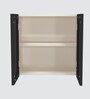 Aluminium Black Profile 2 Grey Tinted Glass handless shutters Wall Cabinet in Highland Pine Finish