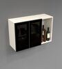 Aluminium Black Profile 2 Grey Tinted Glass handless shutters Wall Cabinet in Highland Pine Finish