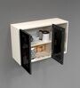 Aluminium Black Profile 2 Grey Tinted Glass handless shutters Wall Cabinet in Highland Pine Finish