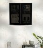 Aluminium Black Profile 2 Grey Tinted Glass handless shutters Wall Cabinet in Highland Pine Finish