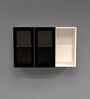 Aluminium Black Profile 2 Grey Tinted Glass handless shutters Wall Cabinet in Highland Pine Finish