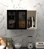 Aluminium Black Profile 2 Grey Tinted Glass handless shutters Wall Cabinet in Highland Pine Finish