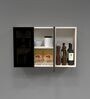 Aluminium Black Profile 2 Grey Tinted Glass handless shutters Wall Cabinet in Highland Pine Finish