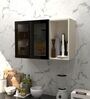 Aluminium Black Profile 2 Grey Tinted Glass handless shutters Wall Cabinet in Highland Pine Finish