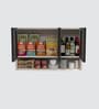 Aluminium Black Profile 3 Brown Tinted Glass handless shutter with Space Organizer in Highland Pine Finish