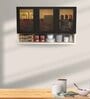Aluminium Black Profile 3 Brown Tinted Glass handless shutter with Space Organizer in Highland Pine Finish