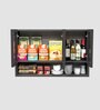 Aluminium Black Profile 3 Brown Tinted Glass handless shutter with Space Organizer in Slate Grey Finish