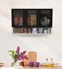 Aluminium Black Profile 3 Fluted Glass handless shutter with Space Organizer in Highland Pine Finish