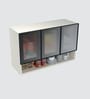 Aluminium Black Profile 3 Fluted Glass handless shutter with Space Organizer in Highland Pine Finish