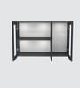 Aluminium Black Profile 3 Fluted Glass handless shutters Wall Cabinet in Slate Grey Finish