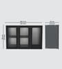 Aluminium Black Profile 3 Fluted Glass handless shutters Wall Cabinet in Slate Grey Finish
