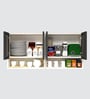 Aluminium Black Profile 4 Brown Tinted Glass handless shutter with Space Organizer in Highland Pine Finish