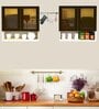 Aluminium Black Profile 4 Brown Tinted Glass handless shutter with Space Organizer in Highland Pine Finish
