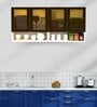 Aluminium Black Profile 4 Brown Tinted Glass handless shutter with Space Organizer in Highland Pine Finish