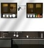 Aluminium Black Profile 4 Brown Tinted Glass handless shutter with Space Organizer in Slate Grey Finish