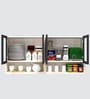Aluminium Black Profile 4 Fluted Glass handless shutter with Space Organizer in Highland Pine Finish