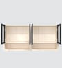 Aluminium Black Profile 4 Fluted Glass handless shutter with Space Organizer in Highland Pine Finish