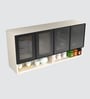 Aluminium Black Profile 4 Fluted Glass handless shutter with Space Organizer in Highland Pine Finish
