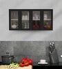 Aluminium Black Profile 4 Fluted Glass handless shutters Wall Cabinet in Highland Pine Finish