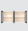 Aluminium Black Profile 4 Fluted Glass handless shutters Wall Cabinet in Highland Pine Finish