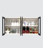 Aluminium Black Profile 4 Fluted Glass handless shutters Wall Cabinet in Highland Pine Finish