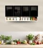 Aluminium Black Profile 4 Grey Tinted Glass handless shutter with Space Organizer in Highland Pine Finish
