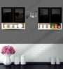 Aluminium Black Profile 4 Grey Tinted Glass handless shutter with Space Organizer in Highland Pine Finish