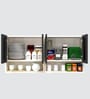 Aluminium Black Profile 4 Grey Tinted Glass handless shutter with Space Organizer in Highland Pine Finish
