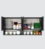 Aluminium Black Profile 4 Grey Tinted Glass handless shutter with Space Organizer in Slate Grey Finish