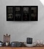 Aluminium Black Profile 4 Grey Tinted Glass handless shutters Wall Cabinet in Highland Pine Finish