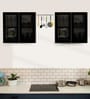 Aluminium Black Profile 4 Grey Tinted Glass handless shutters Wall Cabinet in Highland Pine Finish